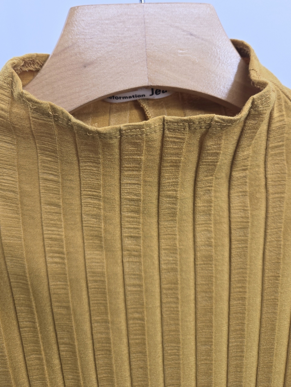 Reformation Lynn Midi Dress Sleeveless Mustard Ribbed Side Slit - Picture 5 of 12